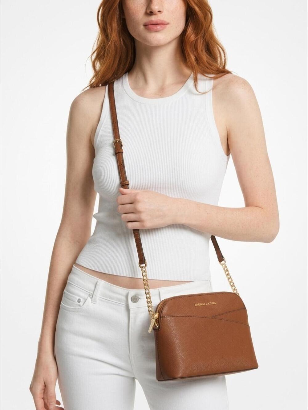 MICHAEL KORS Jet Set Travel Medium Dome Crossbody Saffiano Leather Bag NWT